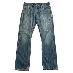 Bke‎ Jeans Men's Size 32R (31x30) Carter Straight Distressed Buckle Denim Blue